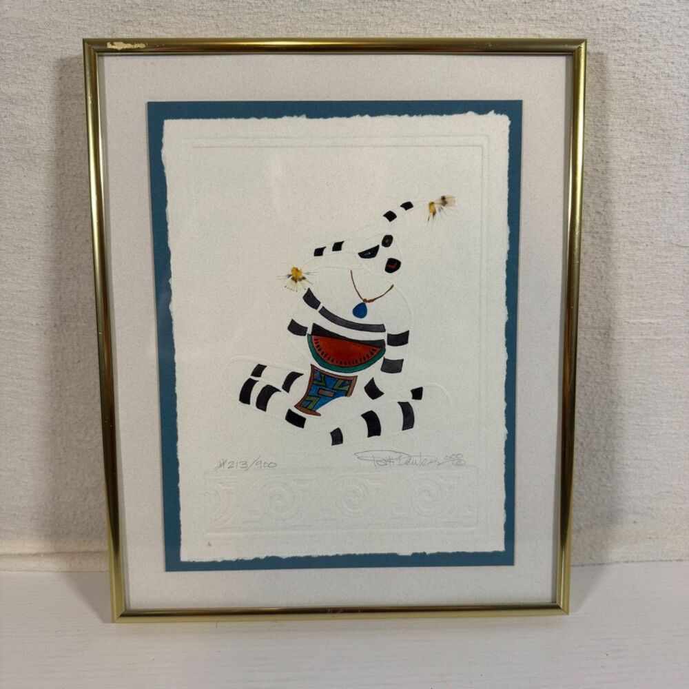 Pati Deuter Signed Lithograph Art Koshares Pueblo Clown Mixed Media 213/900